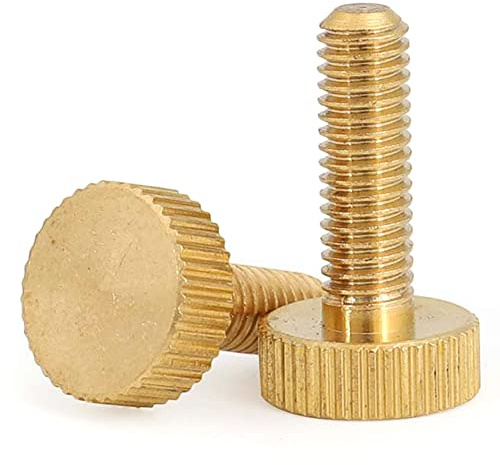 Rändelschrauben aus Messing, M5 x 14 mm (Kopf-Biameter 12 mm, Dicke 4 mm) für Möbelbeschläge, 2 Stück.