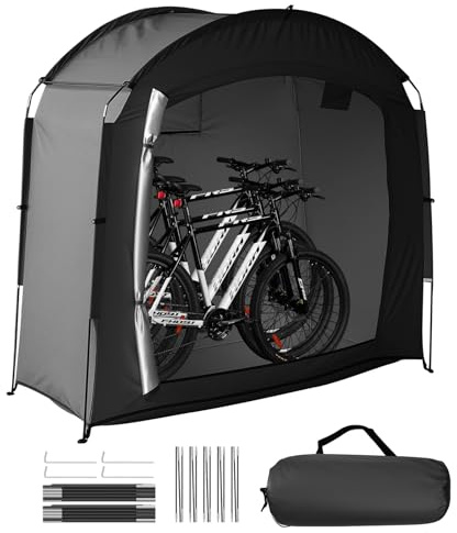Securex Abri Vélo Extérieur Étanche 210D Oxford, Tente Rangement 1-3 Vélos ou Vélos Électriques, Protection Jardin Terrasse Camping Balcon Anti-Pluie Soleil avec Sac, Noir