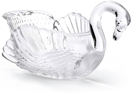 Patelai 9.8'' x 5'' Crystal Swan Bowl Decorative Centerpiece Glass Bowl for Candy Dish Flower Vase Fruits Table Decoration
