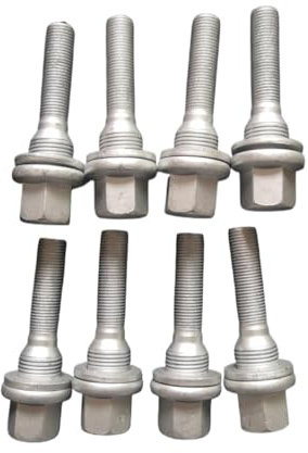 Vis de Roue,Jeu de Goujons de Roue M12 X 1.25 Roue Longues Longues Boulons De Siège Plat Lave-Linge Pneus Utilisation Adaptée pour Citroen Peugeot 301 3008 308 406 607(8 PCS)