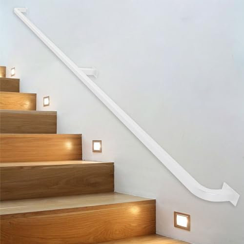 Kit complet de rampe d'escalier blanche en métal forgé pour escaliers intérieur/extérieur, balustrade murale, 100 cm de long, support de sécurité durable