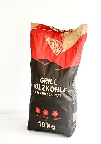 RHINOROCK Profi-Grillkohle 10, 20 kg – Premium Holzgrillkohle Buchenholzkohle für BBQ, Grill, Smoker & Dutch Oven – Lange Brenndauer & Wenig Asche (10 KG)