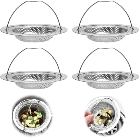 4 coladores para fregadero de cocina, acero inoxidable, colador de acero inoxidable, colador de acero inoxidable, colador de acero inoxidable, colador de acero inoxidable, colador de cocina, fregadero