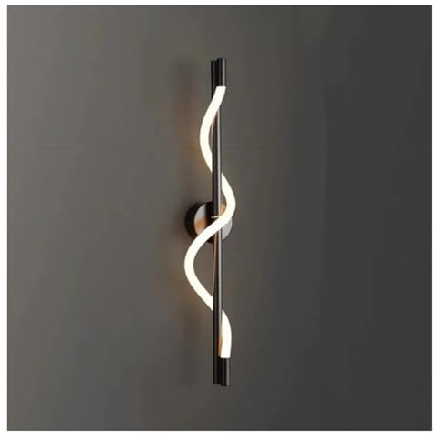 Lámpara de Pared LED Moderna en Negro/Dorado con Espiral y Notas Musicales, Ideal para Dormitorio, Sala de Estar, Estudio, Pasillo, Escalera, decoración del hogar (Negro, 56 cm de Alto).
