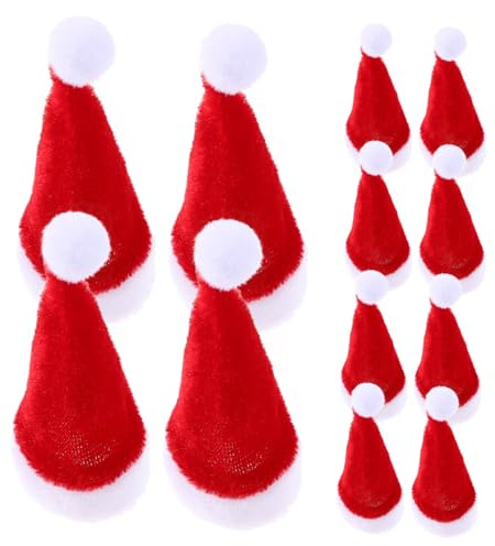 LALADEFIEE 12 St Mini Julhattar för och Lollipop Dekorationer Röda och Miniatyr Santa Hats för Julgranspynt och Festliga Centerpieces Återanvändbara och Tvättbara Christmas Candy Covers