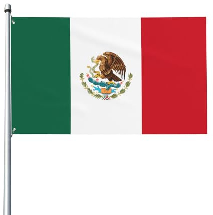 Drapeau du Mexique. Drapeau de jardin extérieur 0,9 x 1,5 m, bannière en polyester imprimé vif, facile à accrocher pour terrasse, fête, camping