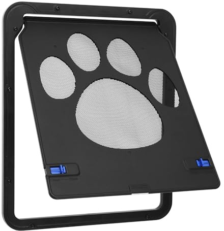 Haustiertür, abschließbar, Schiebetür mit Magnetverschluss, selbstschließend, for Katzen und Hunde, Fliegengitter, Tür-Set für Katzen & Hunde