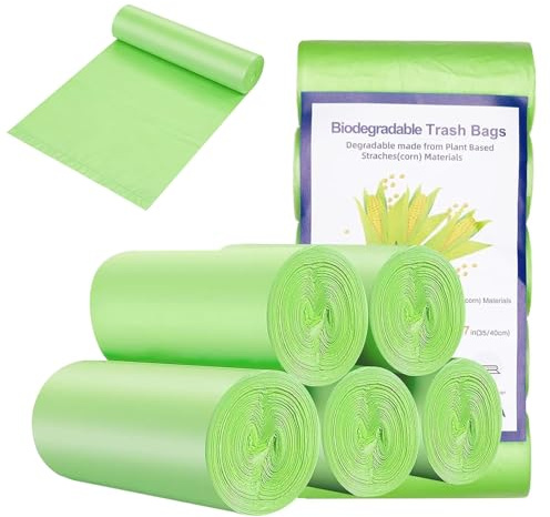 20L Biodegradable Food Waste Bags, 100Pcs Compostable Food Waste Garbage Bags, Compostable Compost Caddy Liners, Recycled Degradable Rubbish Garbage Trash Bags for Kitchen Office(60 x 50 cm, Green)