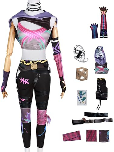 AYIMEIS Jinx Cosplay Costume Complete Set avec Perruque Déguisement de Anime Arcane 2 Costume Jinx Uniforme Noël Halloween Carnaval Fête Performance Costume Adulte