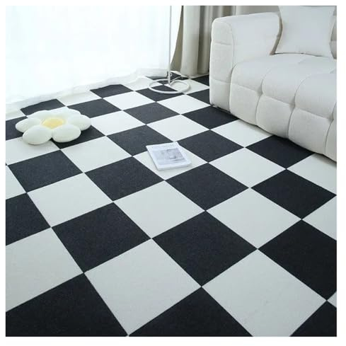 PUYUNA Losetas de Alfombra Autoadhesivas, 1-32 Unidades, for Suelo Oficina, insonorizadas, cuadradas, for empalmar (Blancas, 30 x cm, 24 Unidades)(White and Black,30x30cm 12pcs)