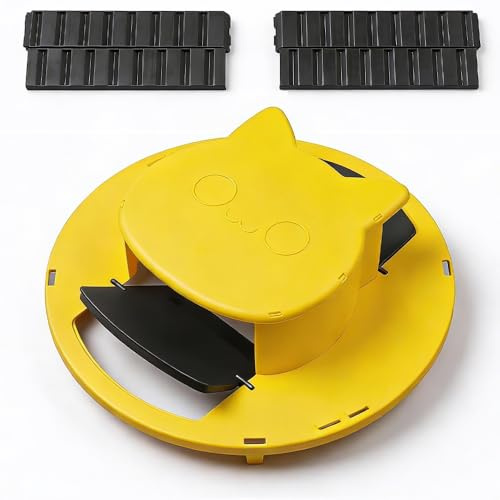 Trampa Ratones Cubo, Tapa de Barril Amarilla con Automático Reset, Trampa Ratas Vivas, Atrapa Múltiples Ratones Simultáneamente, para Interiores y Exteriores, Cubo de 5 Galones(Cubo No Incluido)