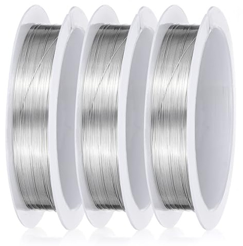 3 Rolle Basteldraht Schmuckdraht 3mm Draht zum Basteln Silberdraht zum Basteln Basteldrähte Perlendraht Kupferdraht Blumendraht Floristendraht Wickeldraht für DIY Schmuckherstellung Modellbau Bastel