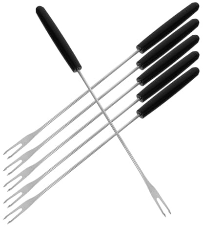 GAROZATION Fonduegabel mit Komfortablem Griff Vielseitig Einsetzbar und Elegant Gestaltet 6 Stück aus Edelstahl und Kunststoff für Käsefondue Schokoladenbrunnen und Obst