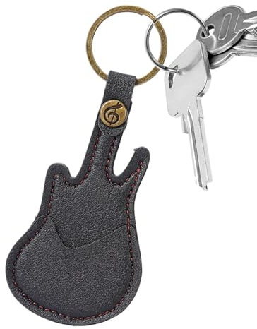 Genérico Gitarrplektrum, bas plektrumhållare, för plektrum med, pu-läder plektrum nyckelringsväska, nyckelringar tillbehör för vuxna, musikälskare