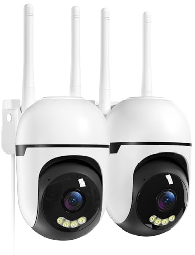 WESECUU 2K Caméra Surveillance WiFi Extérieure, Suivi Auto 360° Caméra IP Compatible avec 2.4Ghz/5Ghz, Vision Nocturne Couleur, Détection Humaine, Audio Bidirectionnel, Enregistrement 24H
