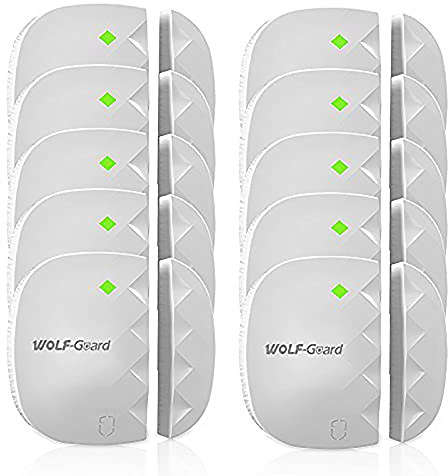 Wolf-Guard Kabelloser Tür-/Fensteralarm, 433 MHz, 5,1 x 5,1 cm, Weiß, 10 Stück