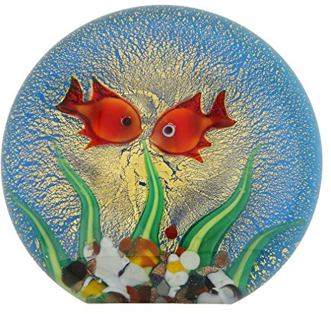 Aquarium aus Muranoglas mit Goldfisch und Sonne