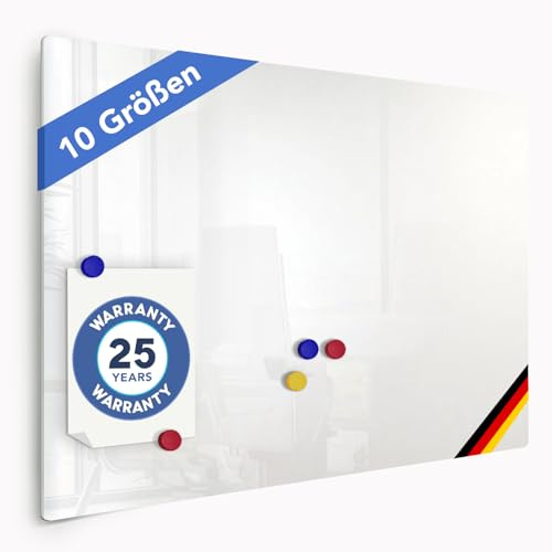 Master of Boards Premium Magnettafel aus Glas, Whiteboard Rahmenlos, Pinnwand magnetisch, Glastafel inkl. 5 Magnete, Magnetwand beschreibbar, Wandtafel, Memoboard (120 x180 cm)