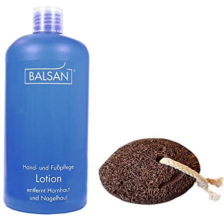 Balsan Pflege Set - Fusspflege Lotion 500ml + Davartis Lava Bimsstein mit Kordel