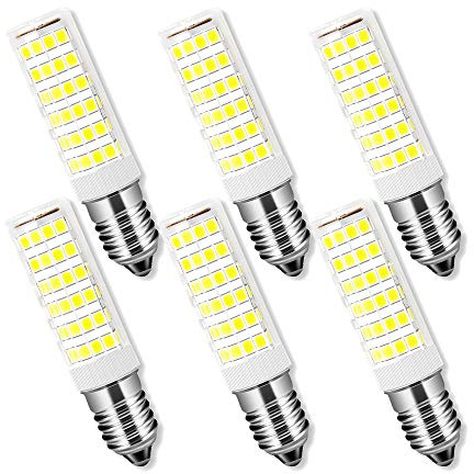 E14 LED Birnen 7W /650LM, Ersatz 65W Halogen Leuchtmittel, E14 Kaltweiß 6000K /AC 220-240V, LED Keramik Glühbirnen, Kühlschranklampe/Dunstabzugsh, Nicht Dimmbar, 6er Pack