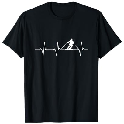 Ski Herzschlag Puls - Skifahrer Skiurlaub Ski fahren - T-Shirt