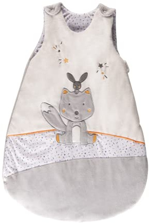 Tinéo - sommarsovsäck baby, flicka och pojke, TOG 3, vintersovsäck med vaddy, grå (vargkopp), storlek 0–6 månader (66 x 45 cm)