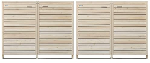 Lukadria Mülltonnenbox Mülltonnenverkleidung 4 Tonnen Mülltonnecontainer Holz Natur 240L vormontiert mit Rückwand Adr