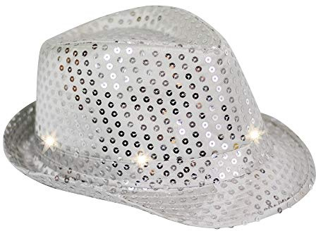 Trendario LED Pailletten Hut - Party & Fasching, leuchtend, Farbe wählbar