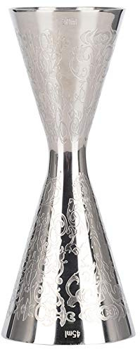 EVTSCAN Jigger doble de cóctel, 30 ml 45 ml Hermoso Jigger de acero inoxidable con escala Bebida Copa Medidora de vino Accesorios de barra Taza de coctelería Accesorios de barra Herramienta de medició