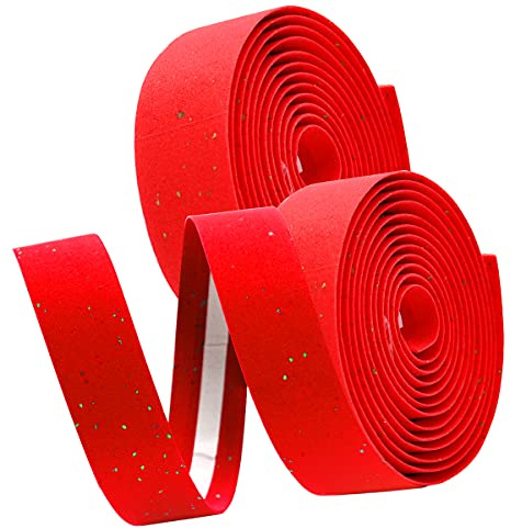 Thinvik Nastro Manubrio Bici in EVA e Sughero (Set di 2) - Avvolgi il Manubrio per una Corsa Confortevole, Antiscivolo e Assorbisudore - Rosso