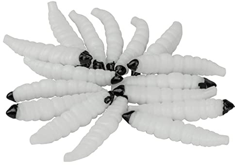 QualyQualy Artificial Soft Lures, 50pcs Soft Maggot Baits Small Artificial Soft Worm Lure Life-Like Worms Bass Fishing Baits Accessory (White-50pcs)