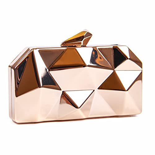 LHHMZ Bolsos de embrague de noche de metal geométrico para mujer Bolsos de hombro de noche pequeños de moda