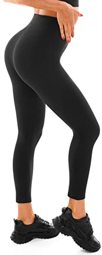 Walifrey Mallas de gimnasio de cintura alta para mujer, para entrenamiento y deportes, negro, XXL