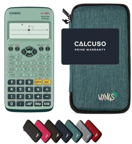 Casio fx-92+ Spéciale Collège inkl. WYNGS Schutztasche Türkis - Wissenschaftlicher Taschenrechner - Basic Set