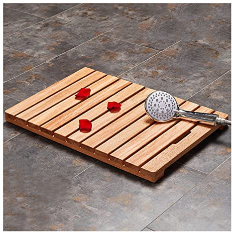 SHUITUKOUU Tapis De Bain en Bois,Caillebotis Bois,Tapis en Bois pour Baignoire, Tapis De Bain en Bois pour Douche Extérieure Et Spa De Salle De Bain, Personnalisable,70x100cm/28x39in