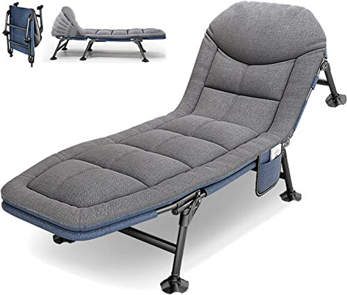 SANEIOUI Sonnenliege Gartenliege Klappbar mit Auflage, Liegestuhl Klappbar Feldbett mit Liegefunktion, Campingliege 190x67x38cm, Karpfenliege 6-Bein, Relaxliege für Innenbereich Außenbereich