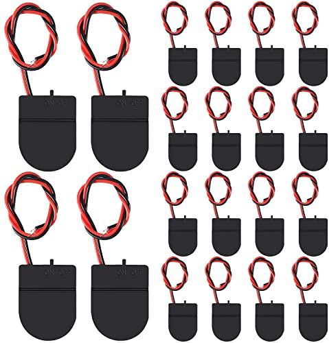 MELIFE Lot de 20 supports de piles CR2032, support de pile CR2032 avec interrupteur, 1 support de pile bouton CR2032 3 V avec interrupteur marche/arrêt