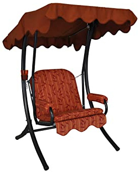 ANGERER Hollywoodschaukel 1-Sitzer Terra-rot Gemustert | Gartenschaukel Made in Germany, Schaukel zum Sitzen und Entspannen, einfache Montage
