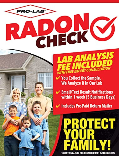 PRO-LAB Radon Check Kit di test a breve termine - 1 rilevatore di gas radon. Approvato EPA. Tariffa di laboratorio e corriere di restituzione inclusi