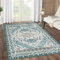 LuxFocus Alfombra oriental para salón, alfombra para interior, lavable, antideslizante, de pelo corto, para dormitorio, suave, vintage, ropa de cama, color verde, 120 x 170 cm