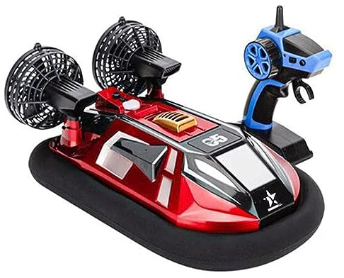 HEBXMF RC-Schiff, ferngesteuertes Hovercraft-Boot für Land und Wasser, 2,4 GHz funkgesteuertes Amphibienfahrzeug-Spielzeug mit doppelter Leistung, elektrisches Wasserfahrzeug, RC-Rennboot, Geschenke f
