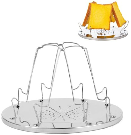 Camping Toaster für Kocher, 4-Scheiben Toast Racks | faltbare Toastregale für Gasherd, Outdoor, Picknick, Reisen, Wohnmobile