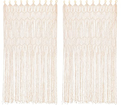 Lilyeriy Tende in macramè, 85 x 200 cm, 2 arazzi da parete in macramè, per porte, finestre, per soggiorno, camera da letto, mobili
