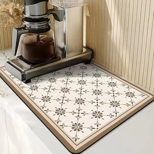 Gambo Abtropfmatte Braunes Muster Spülbeckenmatte Für Geschirr,Umweltfreundlich,Hitzebeständig,rutschfest,Wasserfiltermatte,Starke Wasseraufnahme,Leicht Zu Reinigen,40 X 60 cm