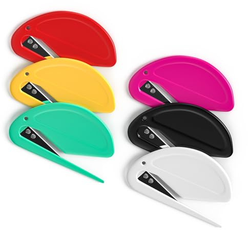 Tiergrade Pack of 6 Letter Openers, Safe Envelope Mail Slitter with Razor, Box Package Opener Paper Cutter, Ideal for Home Office