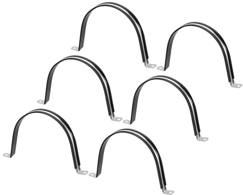 Unifizz 6Pcs 150mm(6) Cable Clamp, Rubber Cushioned Insulated Clamp 304 Stainless Steel U Shape Bracket Metal Hose Clamp Tube Holder for Pipe Wire Tube