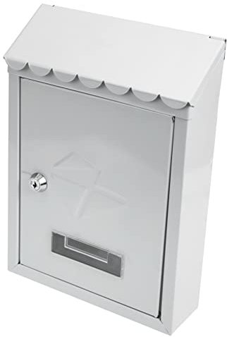 KONTONTY Sturdy Wall Mailbox Large Letter Boxes Outdoor Storage Locking Mailbox Retro Design Easy to Install
