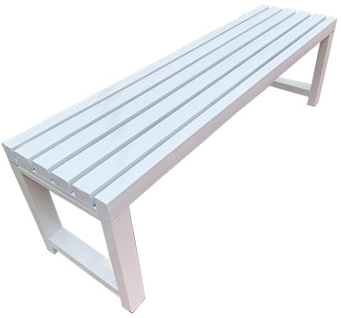 uofgcru Gartenbank Parkbank, Wetterfest Anti-Korrosions-Holz Patio Bänke, Metallstuhlbeine, für Garten, Veranda, Park und Lounge-White（120×40×45cm）