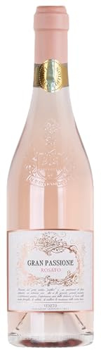 Gran Passione ROSATO VENETO IGT – Rosé Wine from Merlot Grapes – Delicate, Fruity, Floral & Fresh – Notes of Rose, Red Berries & Violet – 12,5% vol – 750 ml,Label may vary