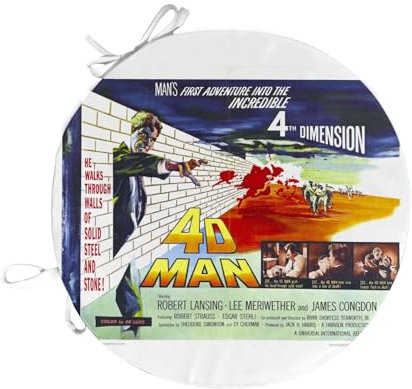 Fabulous Stuhlkissen, rund, 4D-Mann, alte Männer, Filmposter Nanar, Retro, Kinoposter, Vintage, 40 cm